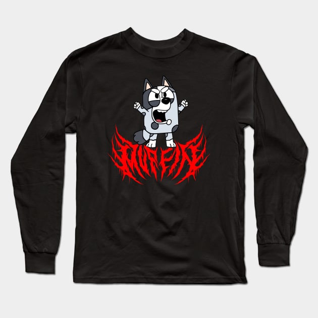 Black Metal Muffin Bluey Long Sleeve T-Shirt by flataffex